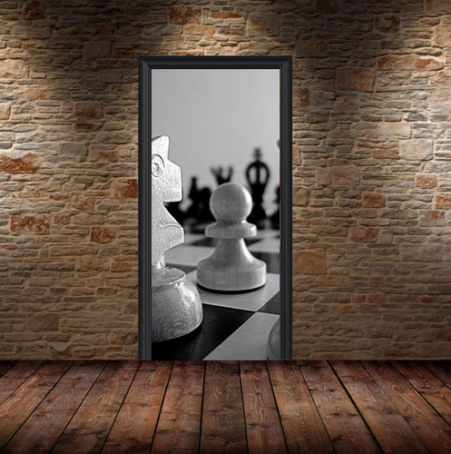 Vinilo Para Puerta Ajedrez Chess Vinilo Deco Juego Game M4