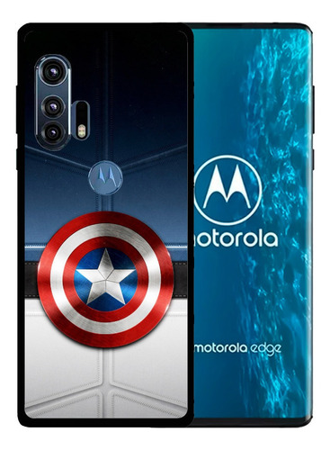 Funda Moto Edge Plus Capitan America Escudo Tpu Uso Rudo