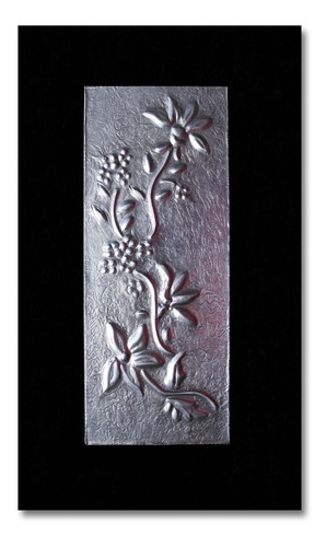 Cuadro Decorativo En Aluminio Repujado Con Flores