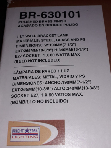 Lampara De Pared Lagrimas Bronce