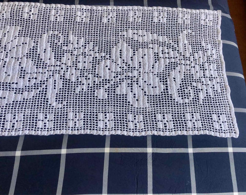 Camino De Mesa Tejido Con Hilo Crochet Mercerizado 140x42cm