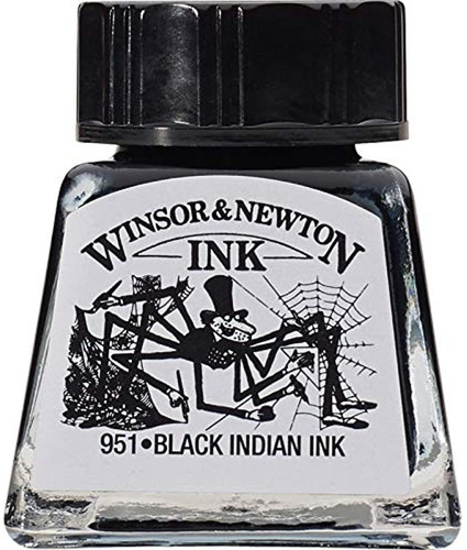 Botella De Tinta De Dibujo Winsor Y Newton, 14 Ml, Negro Ind