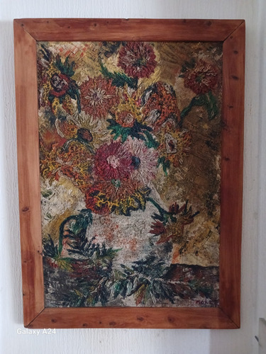 Cuadro Girasoles Pintado A Mano En Los Años 80' 