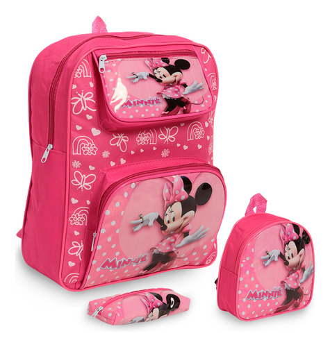 Kit Mochila Infantil Escolar Feminina Minnie Costas Creche