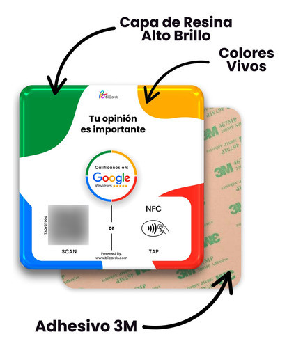 Placa Para Google Reseñas | Con Chip Nfc Y Codigo Qr