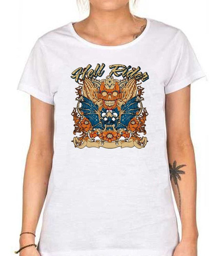 Remera De Mujer Hell Rider Skulls