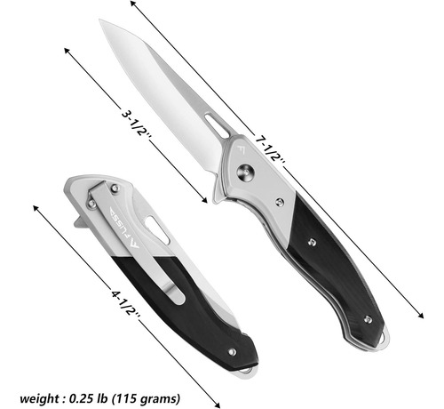Cuchillo De Bolsillo Flissa Edc Plegable 8.3 Cm Titanio Y