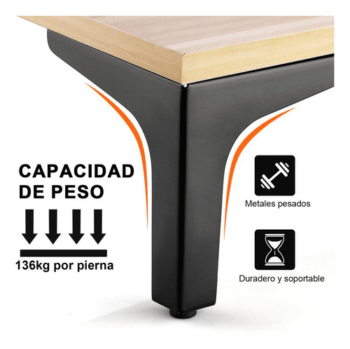 Marhynchus Patas De Muebles Elevadores De Cama Sofá Apilables 4pz 10cm Color Negro