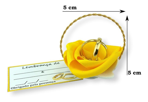 Lembrancinha Casamento Cestinha Alianças Amarelo Kit Com 50