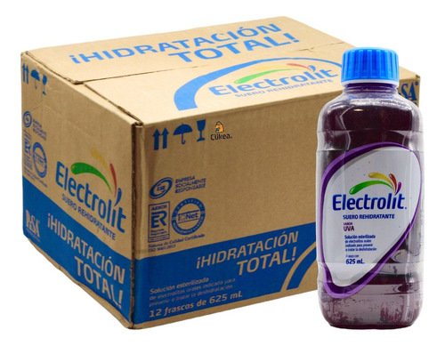 Electrolit Suero Rehidratante Sabor Uva 625ml 12 Pzas