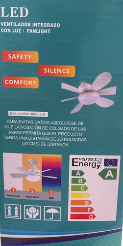 Lámpara-ventilador 6 Aspas(16cm C/u) 44 Cm Blanco Blanco Plástico 6