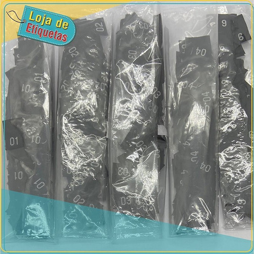 Imagem 4 de 4 de Etiqueta Bordada Numeração Kids Fundo Preto 100pçs