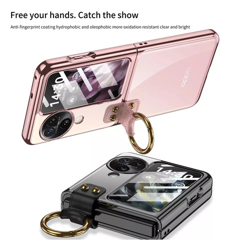 Funda Con Mica, Correa Y Anillo For Oppo Find N3 Flip