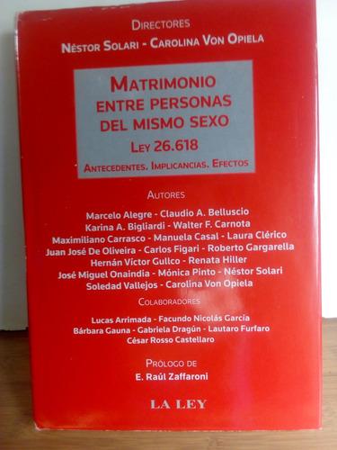 Matrimonio  Personas Del Mismo Sexo - Ley 26.618 - Solari.