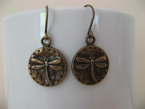 Pendientes De De Libélula De Bronce Alambres De Latã...