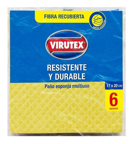 Paño Esponja Multiuso  X6 Con Fibra Recubierta   Virutex