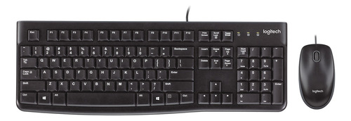 Kit de teclado y mouse Logitech MK120 Inglés de color negro