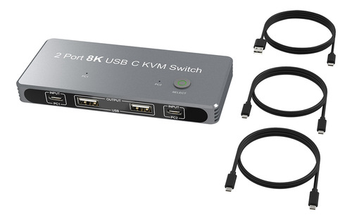 Conmutador Kvm Usb-c 8k Dp 1.4 2xusb-c De Pc A Un Monitor 8k