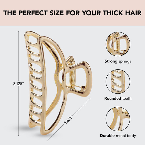 Kitsch Gold Metal Claw Clips - Large Claw Clips For Thick...