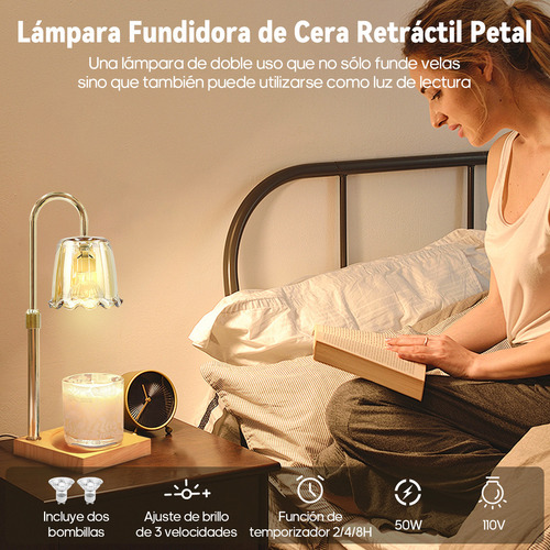 Lámpara Calentadora De Velas Aromáticas Regulable Con Regulador Tempor Regalo Lámpara Decorativa En Forma De Flor Con Dos Bombillas Halógenas