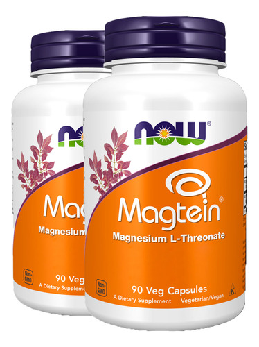 Magnésio L-treonato Magtein Now Foods 90 Cáps 2un Sabor Sem Sabor