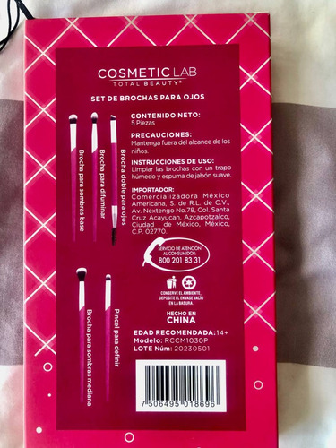 Set De Brochas Para Ojos Total Beauty 5 Pz Rosa