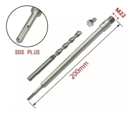 Broca Copa Pasamuros Sds Plus Diámetro 60mm + Ext De 200 Mm