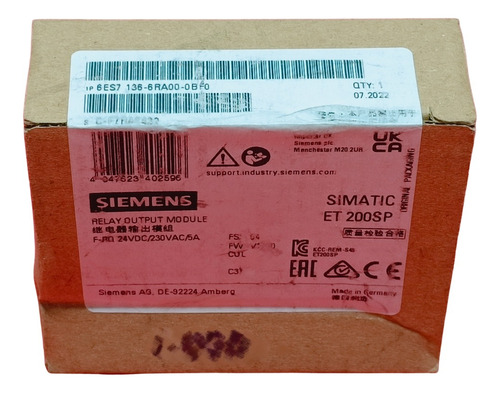 Siemens 6es7 136-6ra00-0bf0 Simatic Et200sp Modulo  1x24v