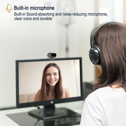 Câmara Webcam Usb Pc Hd720p Mic 360° Áudio De Vídeo Ajus