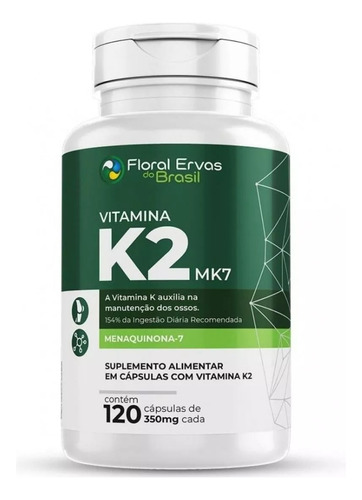 Vitamina K2 Mk7 Menaquinona-7 500mg 120 Cáps Floral Ervas