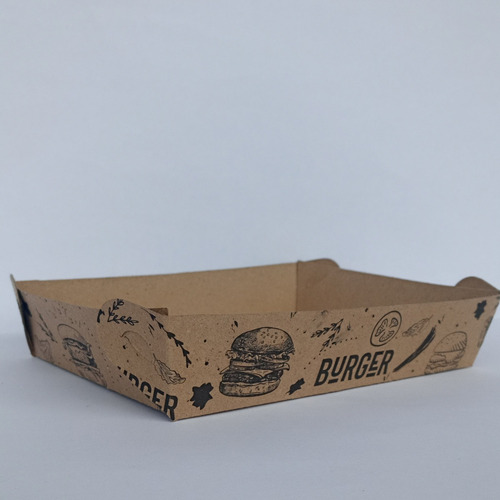 Imagen 3 de 3 de Caja Para Hamburguesas, Caja Comida Rapida, Bandeja Carton