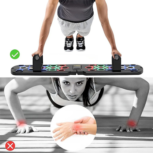 Tabla Lagartijas Portátil Inteligente Y Multifuncional Negro Tabla Soporte P Lagartijas Pecho Hombro Espalda Tríceps