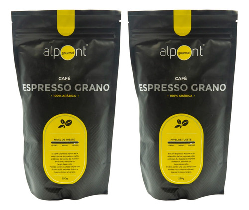 2 Pack Cafe En Grano Espresso Alpont 250 Grs