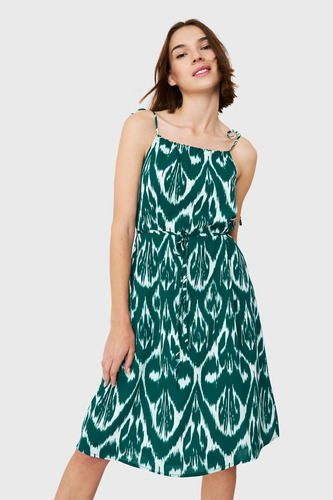 Vestido Midi Print Étnico Verde Nicopoly