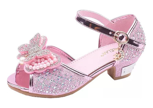 Niñas Arco Tacones Altos Sandalias Zapatos De Princesa