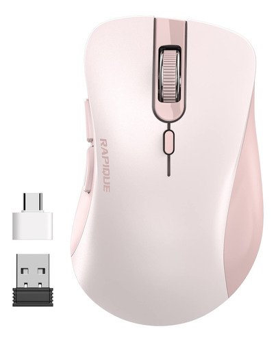 Rapique Raton Inalambrico, Mouse Silencioso De 2.4 G Con Rec