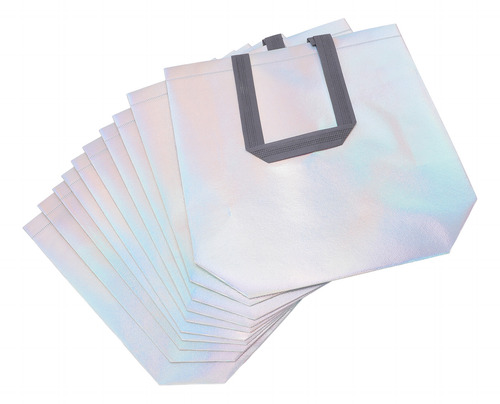 Juego De 10 Bolsas De Regalo Reutilizables Plateadas Brillan