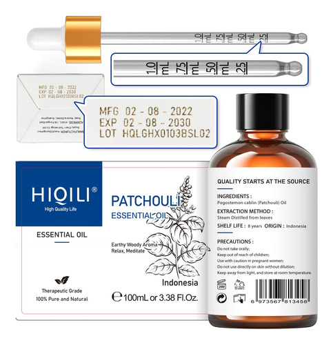 Aceite Esencial Hiqili Patchouli 100ml Pure Natural