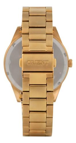Relógio Orient Masculino Dourado Social Com Calendário 5 Atm Cor Do Fundo Branco