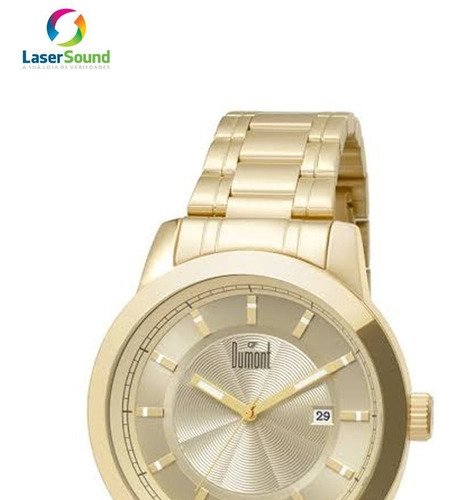 Relógio Dumont Masculino Analógico Dourado Original + Nf