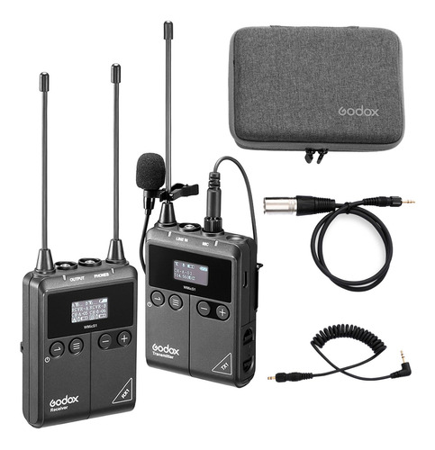 Microfone Lapela Wireless Uhf Godox Wmic S1 P/ Celular, Dslr Cor Preto