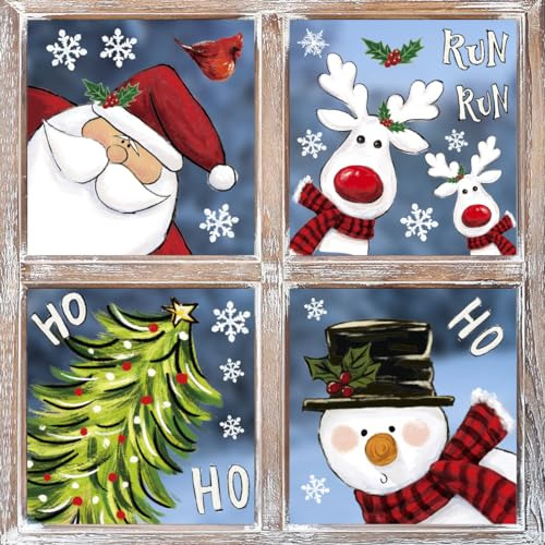 57 Pcs Pegatinas De Ventana De Navidad, Santa Claus, Re...