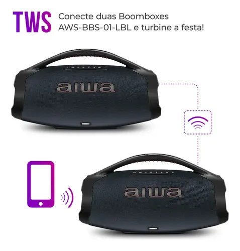 Caixa de Som Boombox Plus AIWA BBS-01-LBL 200W Bluetooth 30H IP66 USB RGB - 11