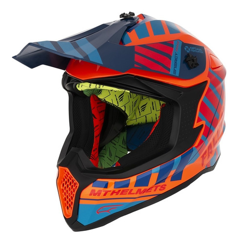 Casco Motocross Mt Falcon Energy B4 Naranja Brillo Enduro