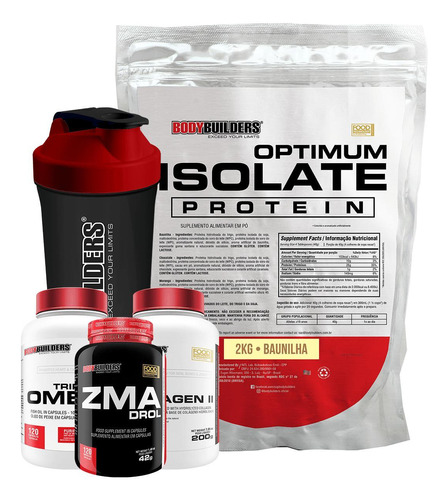 Kit Optimum Isolate 2kg+ Colágeno 200g Morango