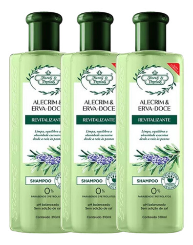 Kit 3 Shampoo Capilar Alegrim E Erva Doce Flores E Vegetais