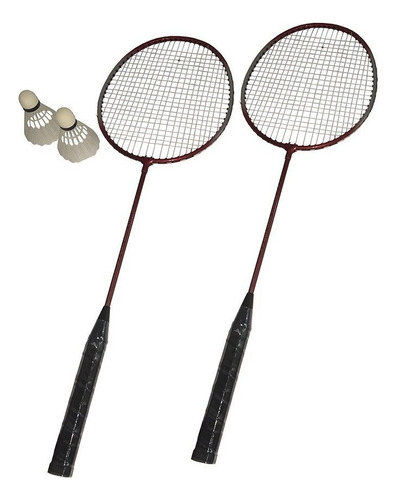 Kit Badminton 5 Peças - 2 Raquetes, 2 Petecas E 1 Bolsa Cor Preto