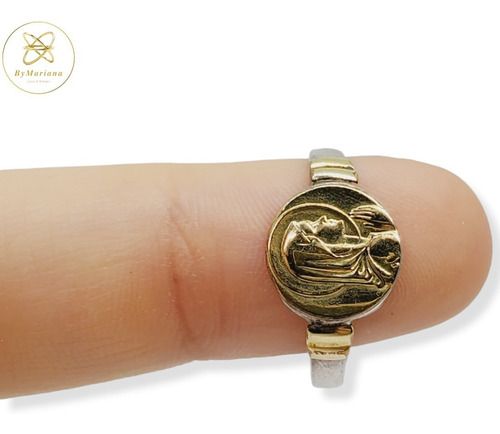 Imagen 4 de 7 de Anillo Plata Y Oro Virgen Niña