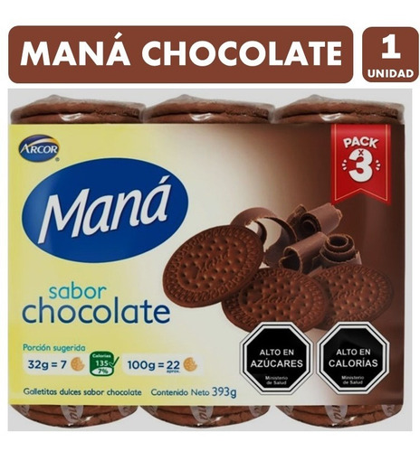 Galletas Maná, Sabor Chocolate - Paquete Con 393 Gramos.