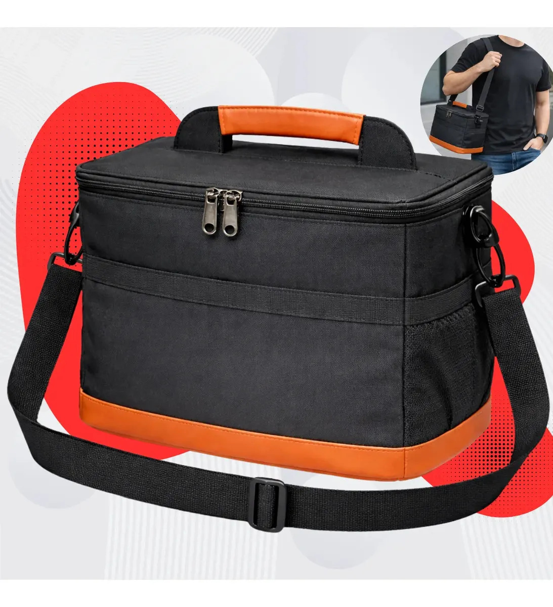 Bolsa Isotérmica Térmica Masculina Feminina Marmita Lancheira Grande 15l Alça Transversal Removível De Ombro Cooler Pequeno Para Frutas Academia Trabalho Passeio Praia Elegante Pre